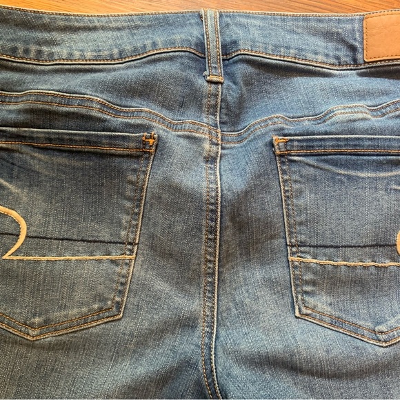 American Eagle Cut Off Jegging Shorts Sz 10 Mid Rise Rolled Cuff Repurposed - Picture 13 of 13